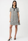 Joseph Ribkoff Plaid Bubble Jacquard Dress, White