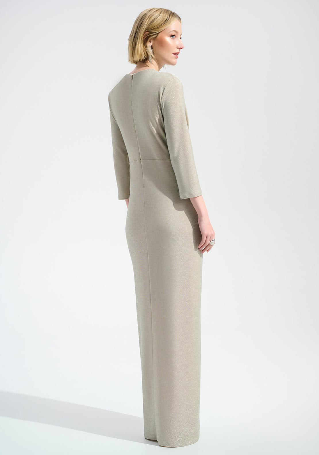 Joseph Ribkoff Glitter Embellished Wrap Maxi Dress, Gold