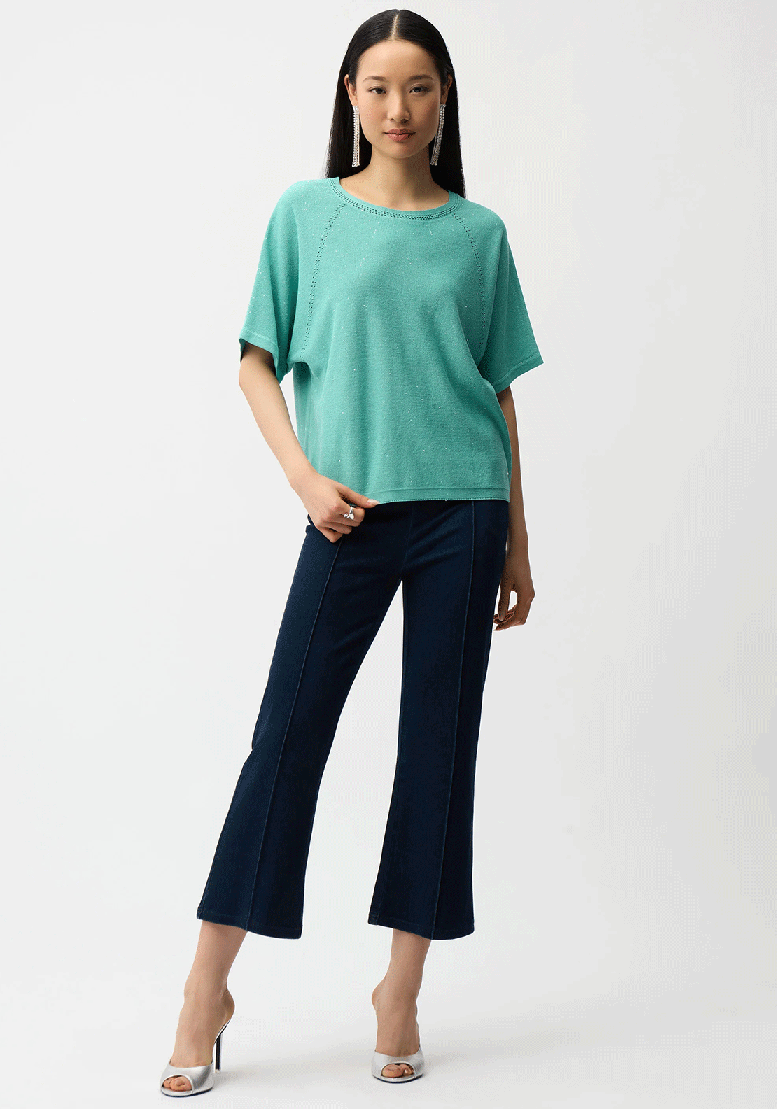 Joseph Ribkoff Cropped Flared Jeans, Dark Denim