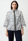 Joseph Ribkoff Jacquard Organza Stripe Bomber Jacket, White