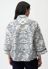 Joseph Ribkoff Jacquard Organza Stripe Bomber Jacket, White