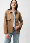 Joseph Ribkoff Stud Detail Cotton Short Trench Jacket, Tan