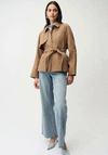 Joseph Ribkoff Stud Detail Cotton Short Trench Jacket, Tan