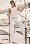 Joseph Ribkoff Button Pockets Wide Leg Jeans, White