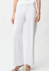 Joseph Ribkoff Button Pockets Wide Leg Jeans, White