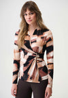 Joseph Ribkoff Abstract Print Wrap Top, Brown