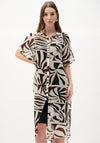 Joseph Ribkoff Chiffon Printed Long Blouse, Beige and Brown