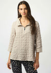 Joseph Ribkoff Bubble Jacquard Half Zip Top, Beige