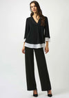 Joseph Ribkoff Contrast Trim V Neck Flared Top, Black