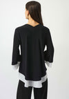 Joseph Ribkoff Contrast Trim V Neck Flared Top, Black