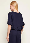 Joseph Ribkoff Pleated Round Neck Blouse, Navy