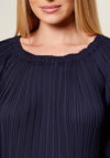 Joseph Ribkoff Pleated Round Neck Blouse, Navy