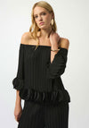 Joseph Ribkoff Georgette Off Shoulder Pleated Top, Black