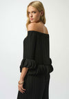 Joseph Ribkoff Georgette Off Shoulder Pleated Top, Black