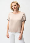 Joseph Ribkoff Satin Top with Rhinestone Detail, Taupe