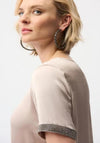 Joseph Ribkoff Satin Top with Rhinestone Detail, Taupe