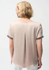 Joseph Ribkoff Satin Top with Rhinestone Detail, Taupe