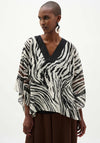 Joseph Ribkoff Sheer Animal Print Top, Black