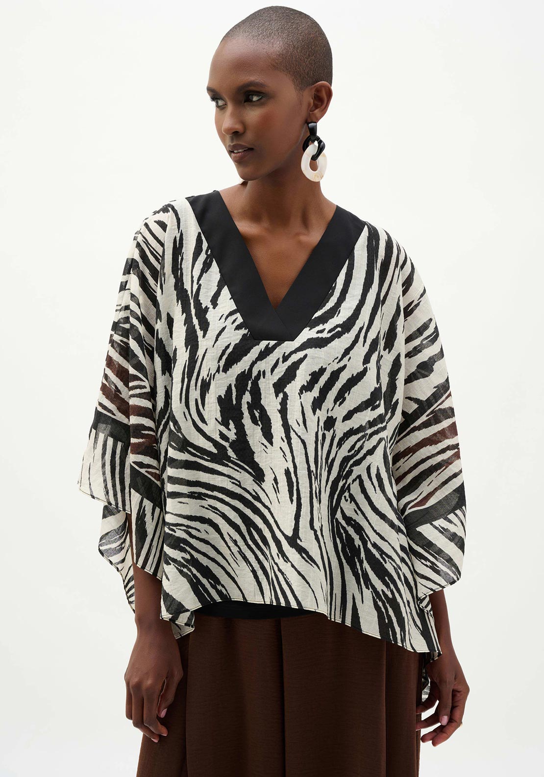 Joseph Ribkoff Sheer Animal Print Top, Black