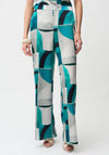 Joseph Ribkoff Satin Geometric Print Trousers, Green