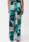 Joseph Ribkoff Satin Geometric Print Trousers, Green