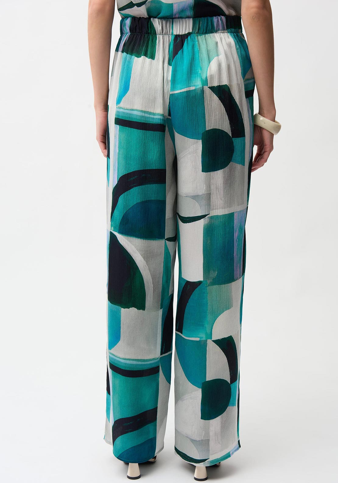 Joseph Ribkoff Satin Geometric Print Trousers, Green