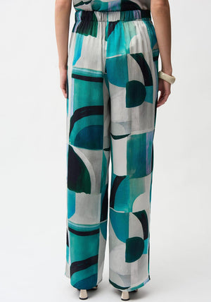 Joseph Ribkoff Satin Geometric Print Trousers, Green