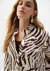 Joseph Ribkoff Animal Print Linen Blend Blouse, Beige