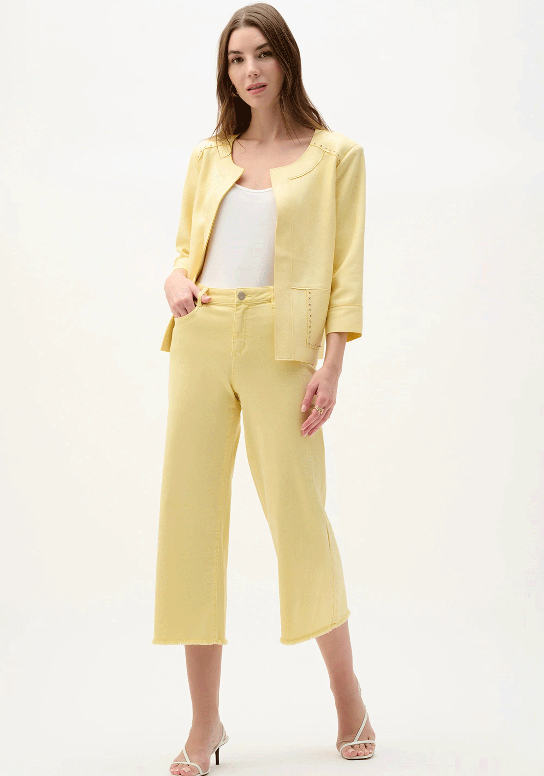 Joseph Ribkoff Stud Detail Boxy Jacket, Yellow