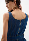 Joseph Ribkoff Denim Belted Fit and Flare Midi Dress, Blue
