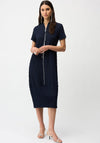 Joseph Ribkoff Textured Knit Cocoon with Zip Detail Dress, Navy