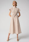 Joseph Ribkoff Zip Up Front With Tie Detail Midi Dress, Beige
