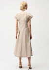 Joseph Ribkoff Zip Up Front With Tie Detail Midi Dress, Beige