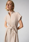 Joseph Ribkoff Zip Up Front With Tie Detail Midi Dress, Beige