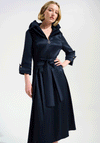 Joseph Ribkoff Stretch Taffeta Fit and Flare with Lapel Collar Dress, Navy