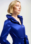 Joseph Ribkoff Stretch Taffeta Fir and Flare with Lapel Collar Dress, Blue