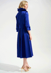 Joseph Ribkoff Stretch Taffeta Fir and Flare with Lapel Collar Dress, Blue
