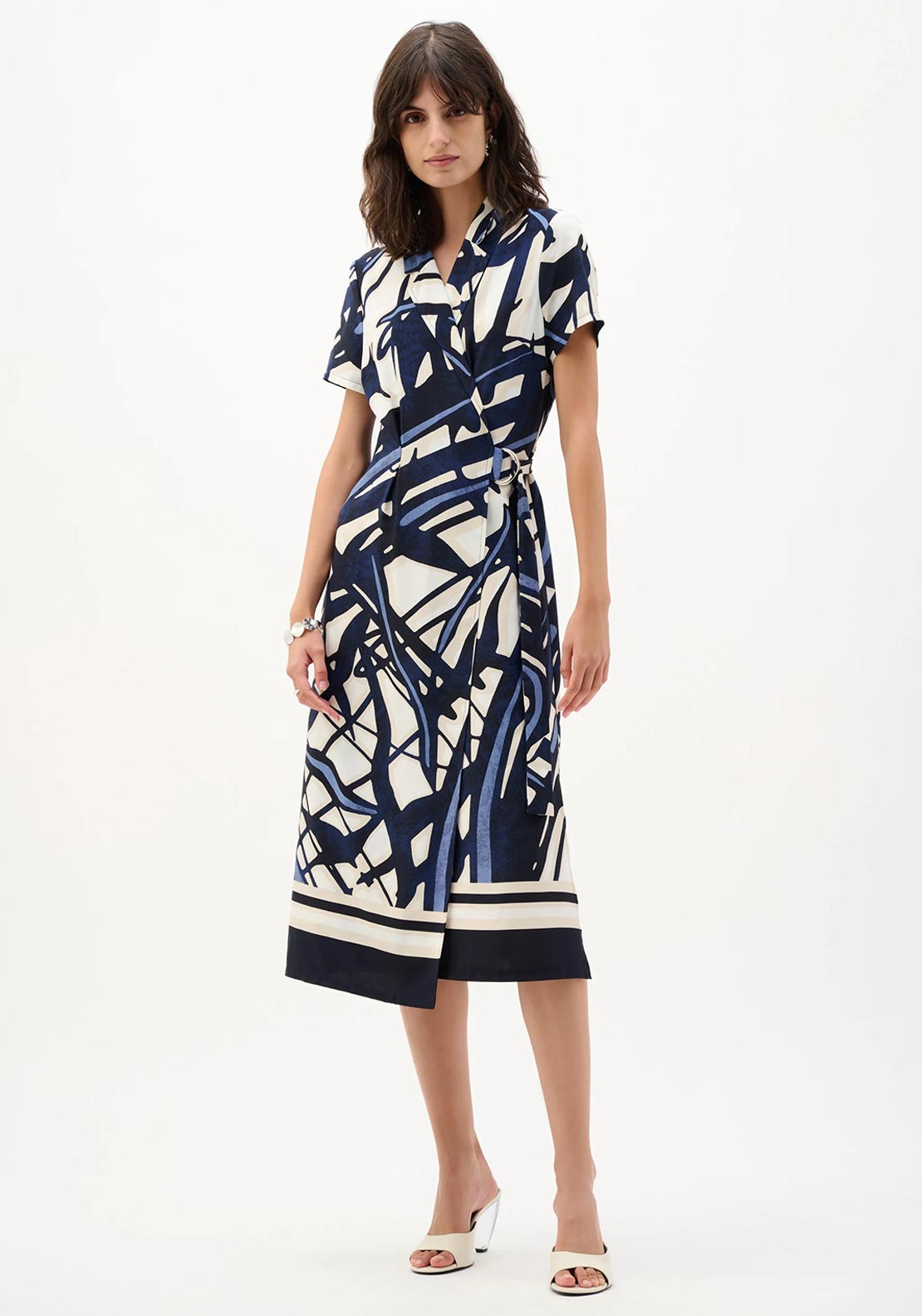 Joseph Ribkoff Abstract Print Shirt Dress, Navy Multi - McElhinneys
