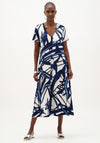 Joseph Ribkoff Abstract Print Trapeze Midi Dress, Blue Multi