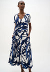 Joseph Ribkoff Abstract Print Trapeze Midi Dress, Blue Multi