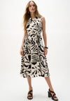 Joseph Ribkoff Tropical Print Fit and Flare Wrap Dress, Cream & Brown