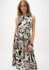 Joseph Ribkoff Tropical Print Fit and Flare Wrap Dress, Cream & Brown