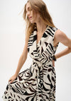 Joseph Ribkoff Tropical Print Fit and Flare Wrap Dress, Cream & Brown