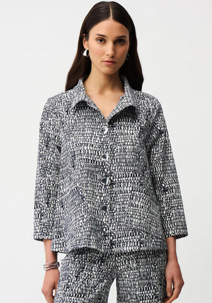 Joseph Ribkoff Abstract Print Trapeze Jacket, Navy