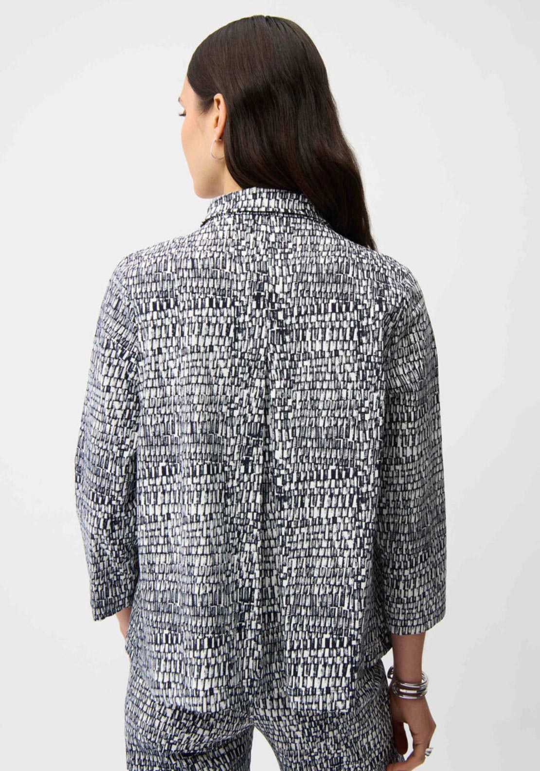 Joseph Ribkoff Abstract Print Trapeze Jacket, Navy
