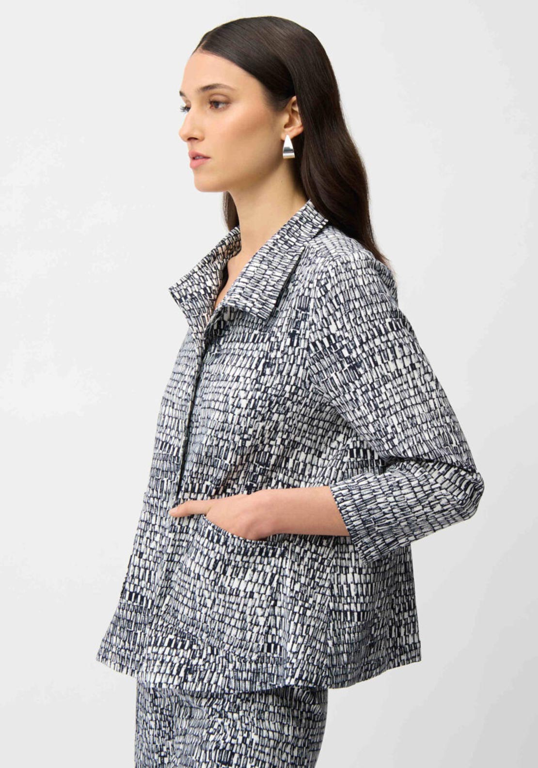 Joseph Ribkoff Abstract Print Trapeze Jacket, Navy
