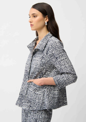 Joseph Ribkoff Abstract Print Trapeze Jacket, Navy