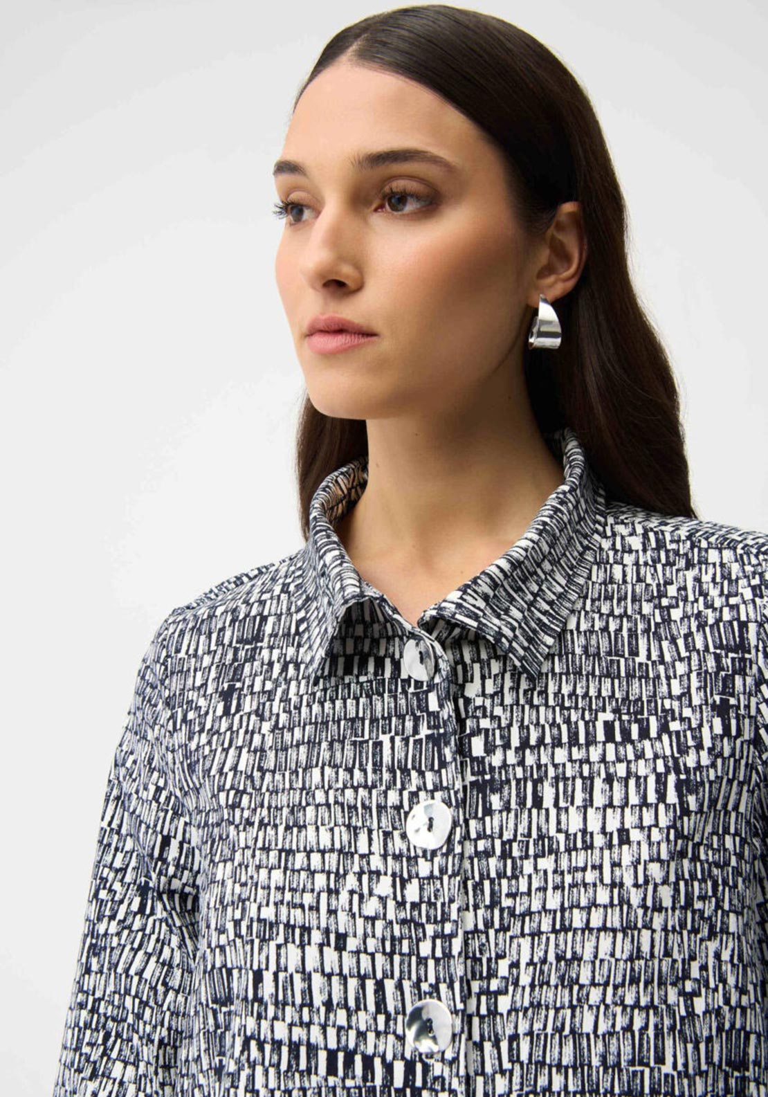 Joseph Ribkoff Abstract Print Trapeze Jacket, Navy
