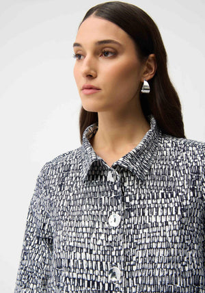 Joseph Ribkoff Abstract Print Trapeze Jacket, Navy