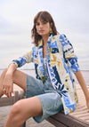 Joseph Ribkoff Tropical Print Fitted Blazer, Blue Multi
